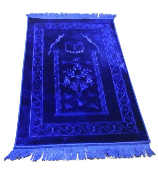 Tapis de prière pour enfant musulman décoré avec parties brillantes -  Couleur bleu nuit